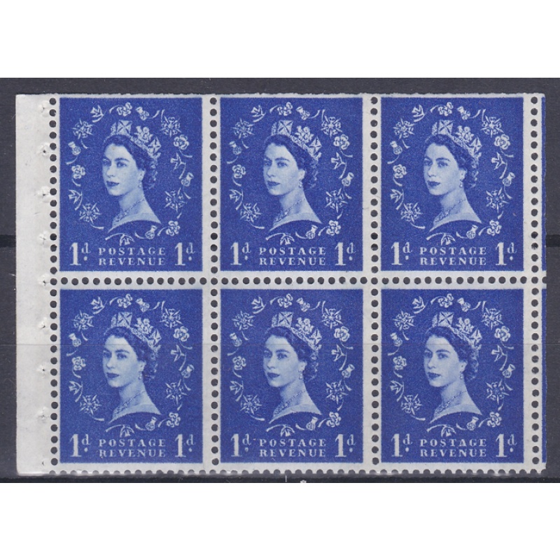 SB42 1d Wilding pane Blue white paper Photo 1x6mm + 4mm spill UNMOUNTED MNT MNH