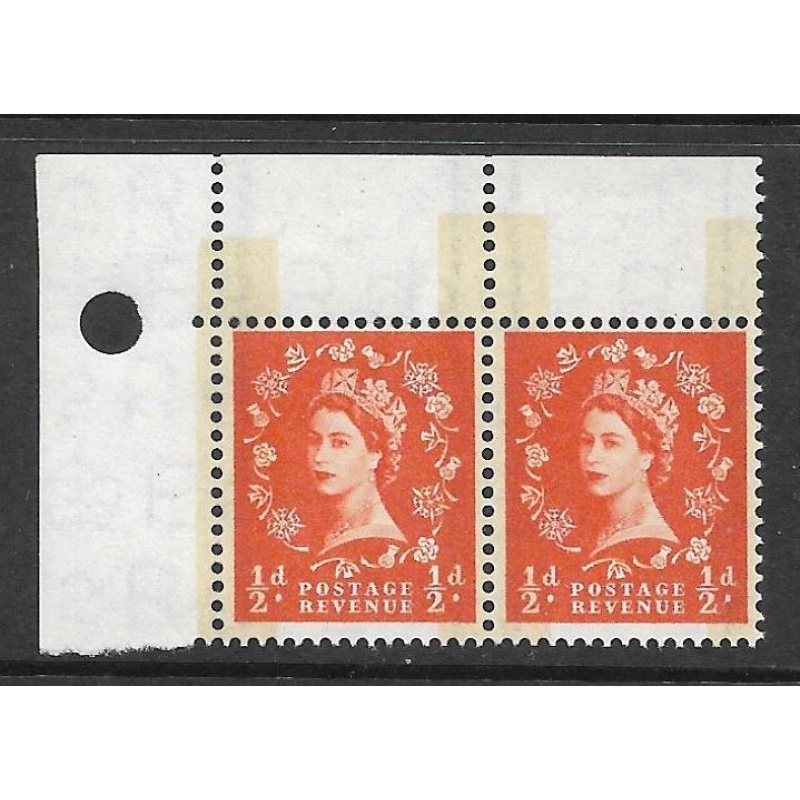 Sg 599a S8a d Wilding Phos graphite Narrow Band Left margin pair UNMOUNTED MINT