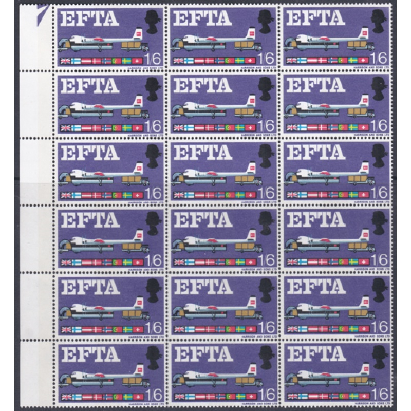 1966 EFTA 1 6 (Phos) - Listed Flaw - Broken Ribbon - MNH