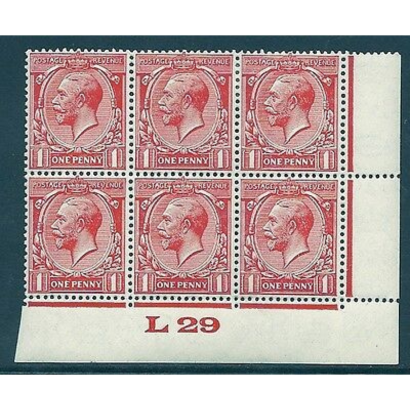 1d Scarlet Block Cypher Control L29 imperf MOUNTED MINT to top stamps