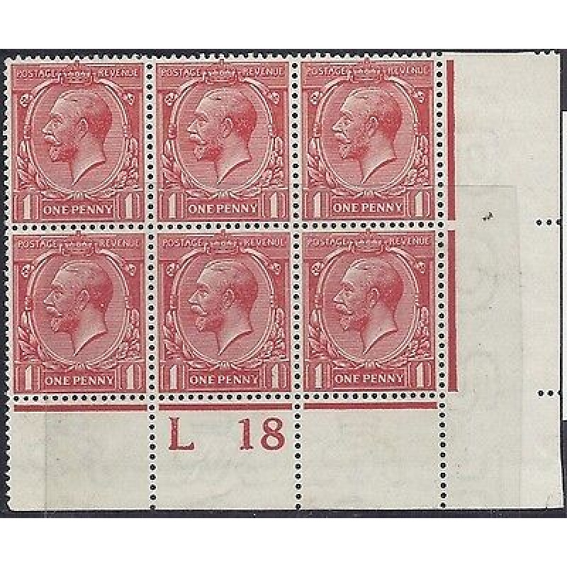 N16(15) 1d orange-vermillion  L18(p) control blk of 6 RPS cert unmounted mint