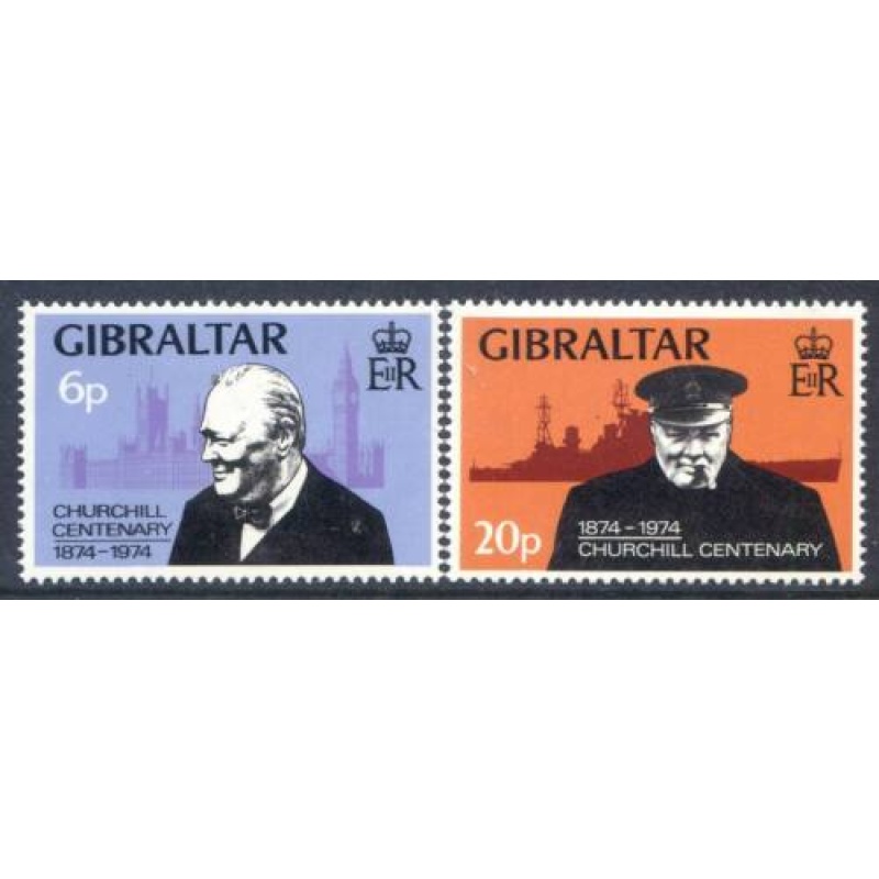 1974 Gibraltar Churchill Set SG337 338 Unmounted Mint