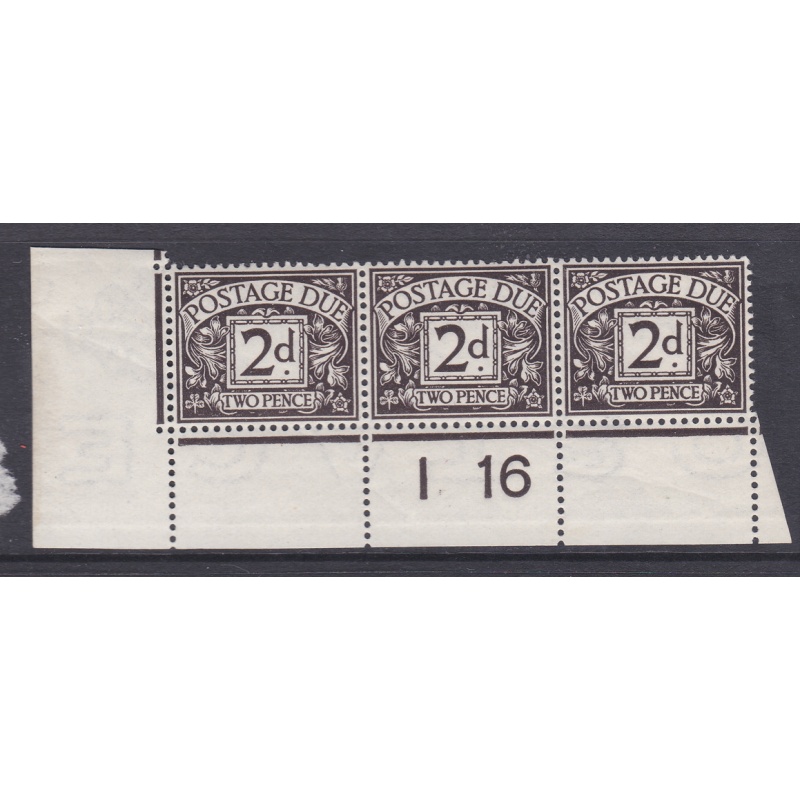 D4 2d Royal Cypher Postage due Control I 16 perf strip of 3 MOUNTED MINT