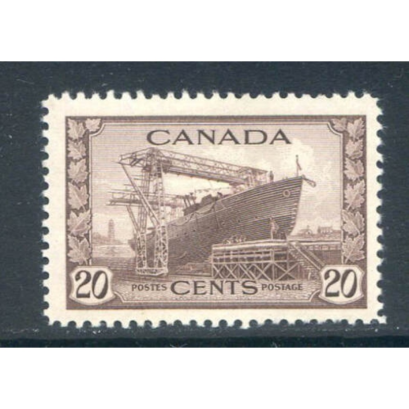 Canada 20c Chocolate SG386 Mounted Mint