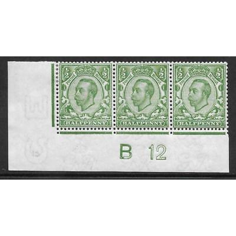 Sg 344 d Green Downey Head control B 12(w) perf 2 MOUNTED MINT to 2 stamps