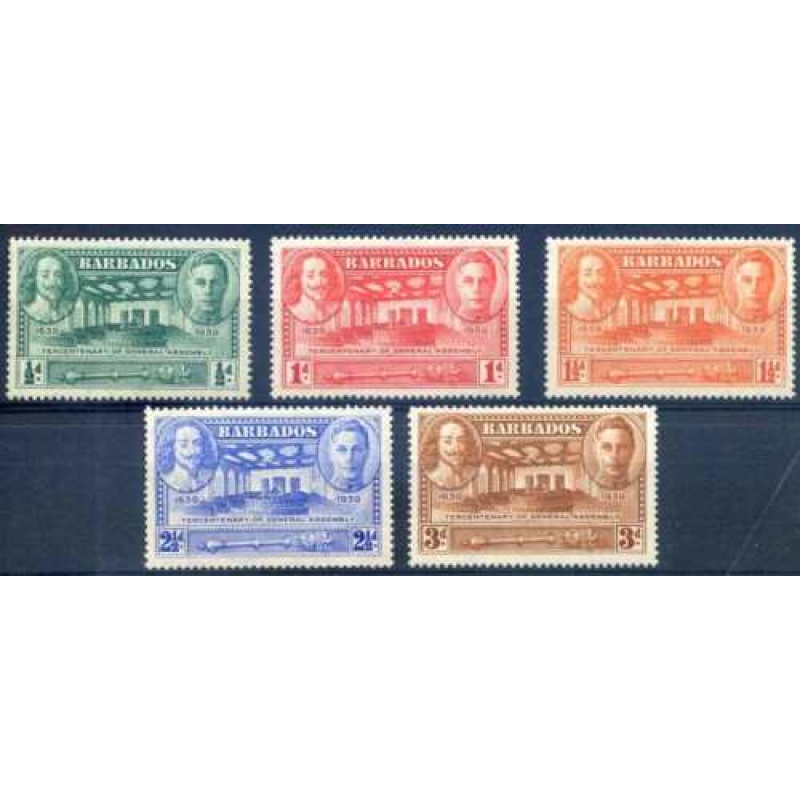 Barbados 1939 SG257 261 Tercentenary Set M M