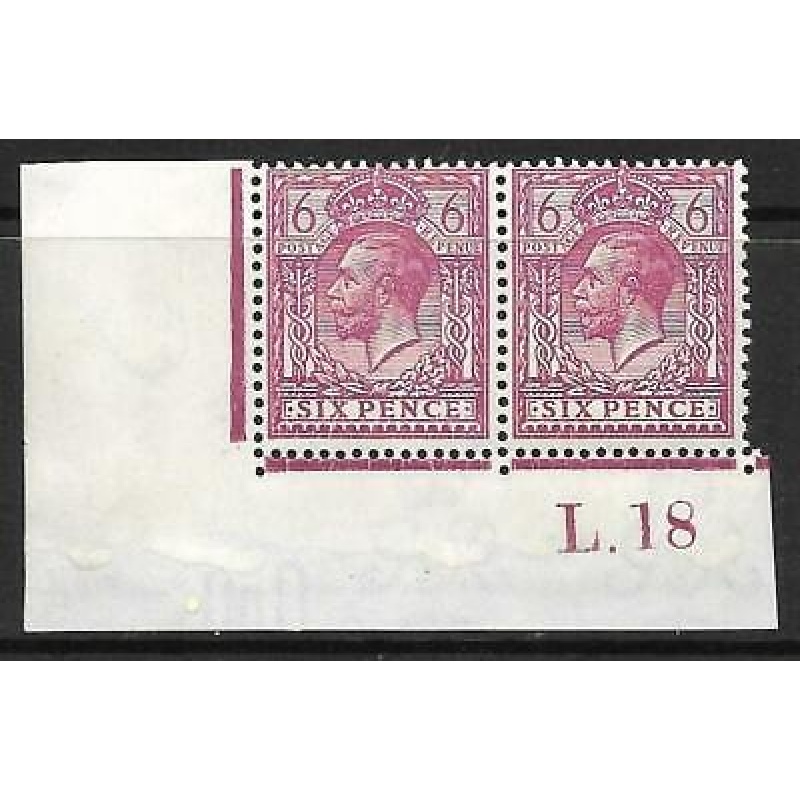 N26(3) 6d Reddish Purple Royal Cypher control L Dot 18 imperf UNMOUNTED MINT