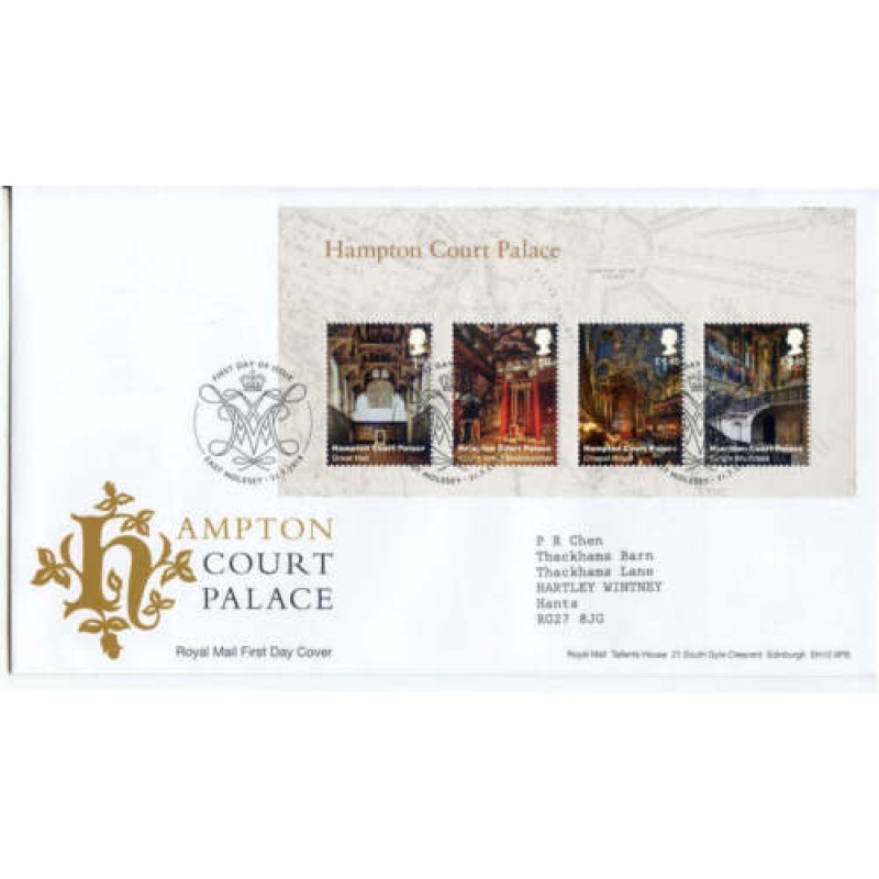 GB 2018 Hampton Court Sheet on First Day Cover East Molesey Cancel