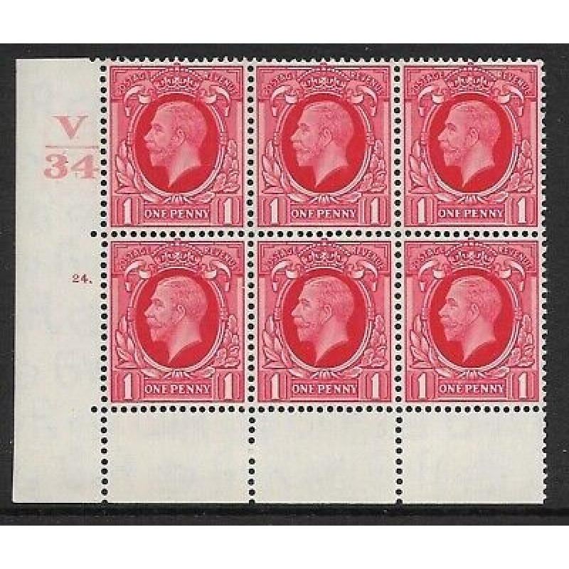 1934 1d Photogravure cyl V34 24 Dot Perf 6B(E P) block of 6 UNMOUNTED MINT