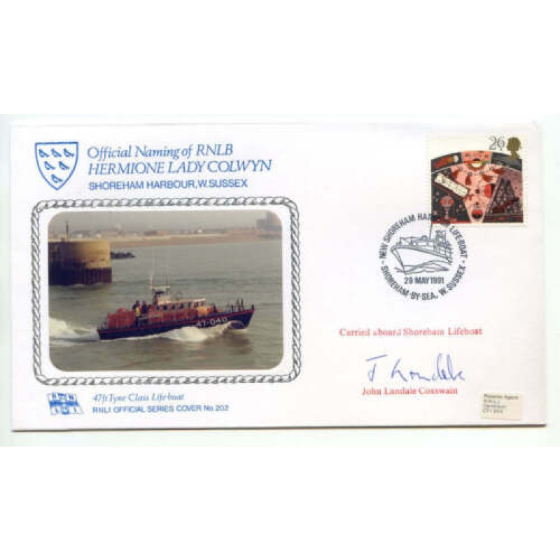 GB 1991 RNLI Signed Cover RNLB Hermione Lady Colwyn Shoreham No 202