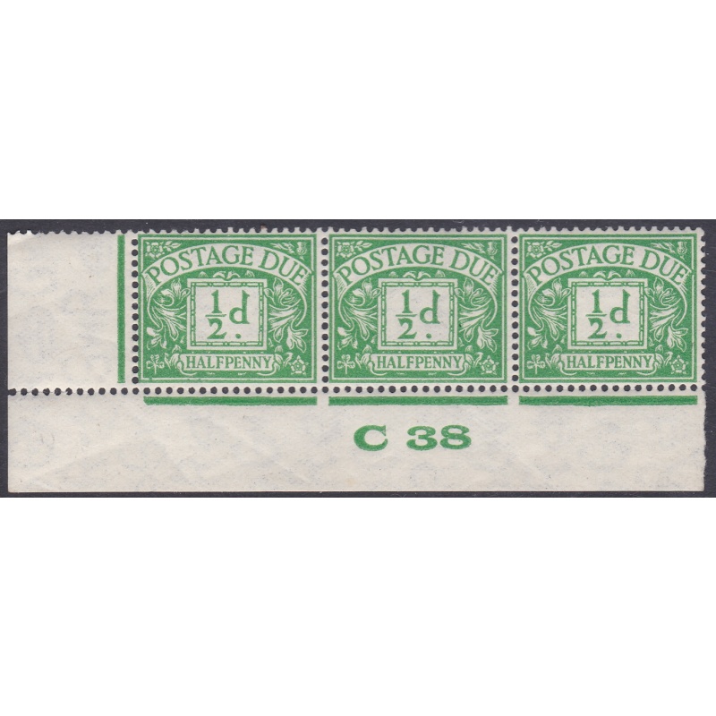 D27 d George VI Postage due Control strip of 3 C 38  UNMOUNTED MINT