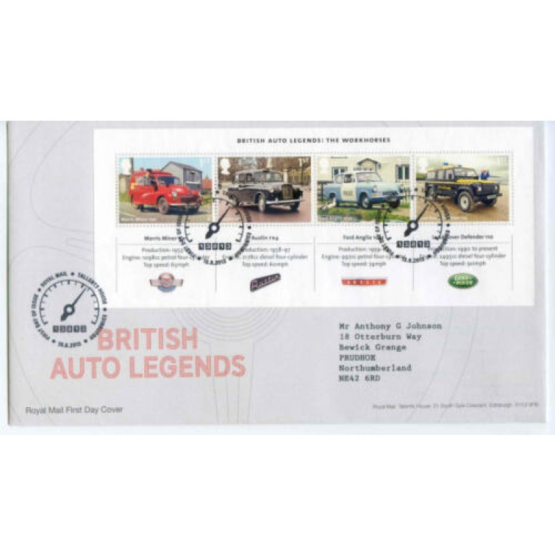 GB 2013 British Auto Legends FDC Tallents House Cancel