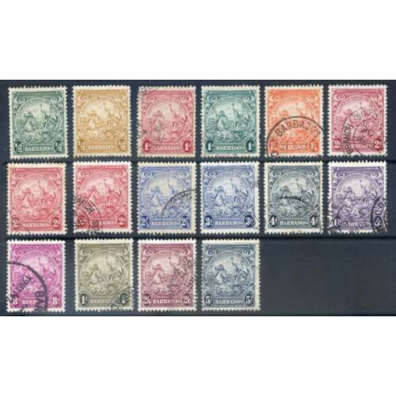 Barbados 1938 set SG248 SG256a (Less 3d Brown) Fine Used