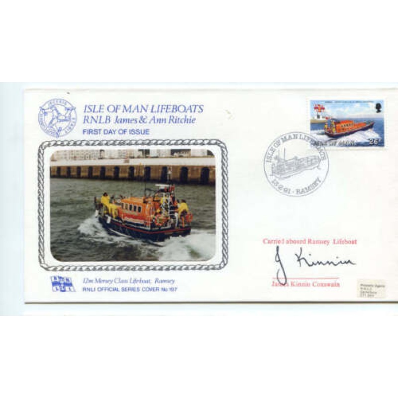 GB 1991 RNLI Signed Cover Isle Of Man Lifeboats James  Ann Ritchie No 197