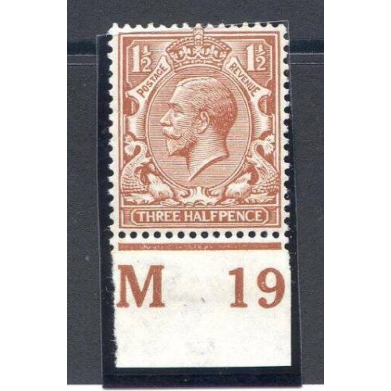 KGV 1 1 2d Yellow Brown Spec N18 5 M19(I) Control Unmounted Mint