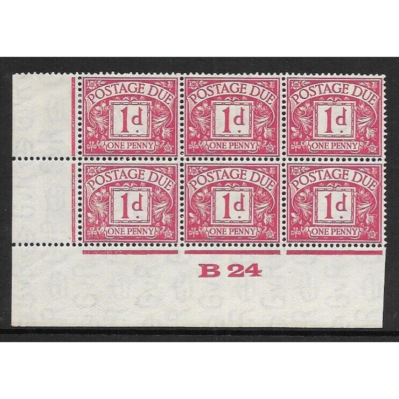 D11 1d Block Cypher Postage due chalky Control B 24 Imperf MOUNTED MINT