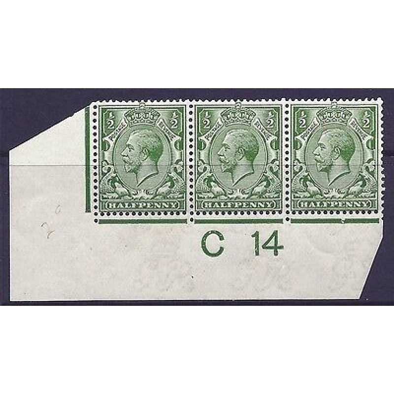 N14(6) d Bright Green Control C 14 imperf MOUNTED MINT