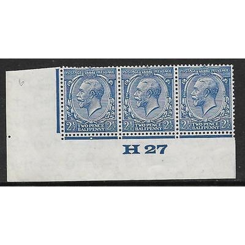 N37(3) 2d Bright Blue Block Cypher Control H27 imperf MOUNTED MINT