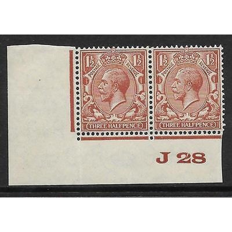 1d Brown Block Cypher Control J28 imperf UNMOUNTED MINT