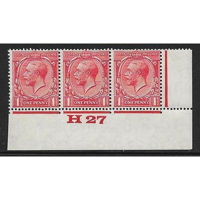 1d Scarlet Block Cypher Control H27 imperf UNMOUNTED MINT