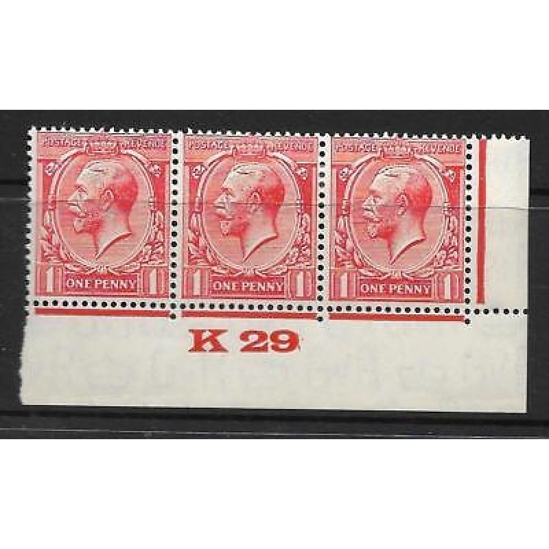 1d Scarlet Block Cypher Control K29 imperf MOUNTED MINT