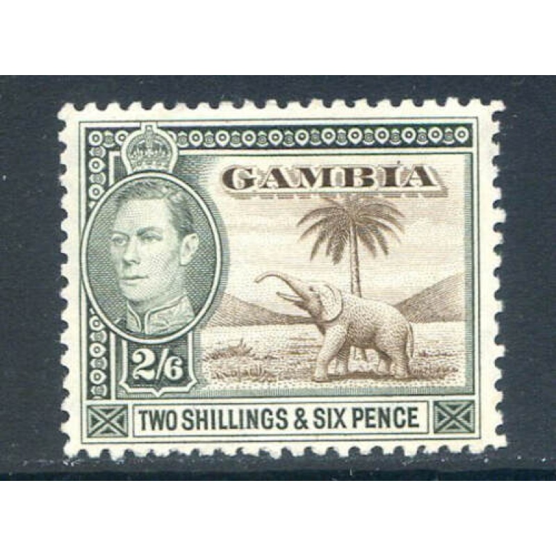 Gambia 2 6d Sepia  Dull Green SG158 Mounted Mint