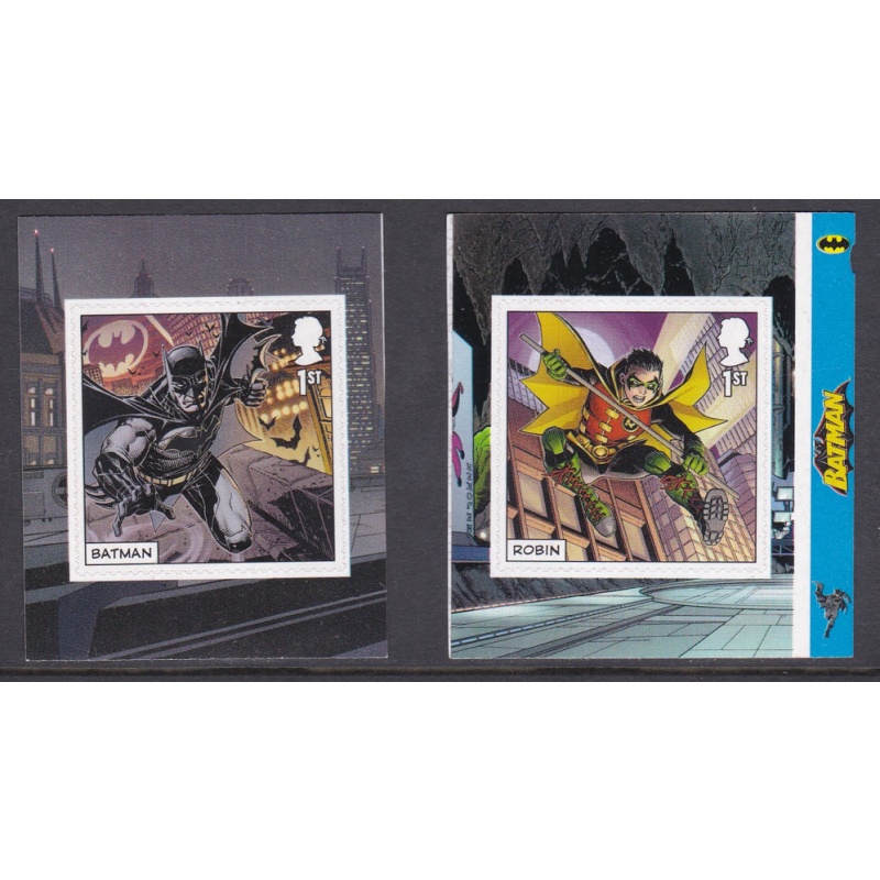 PM82 2021 Batman 1st class stamps pair from booklet self adhesive U M