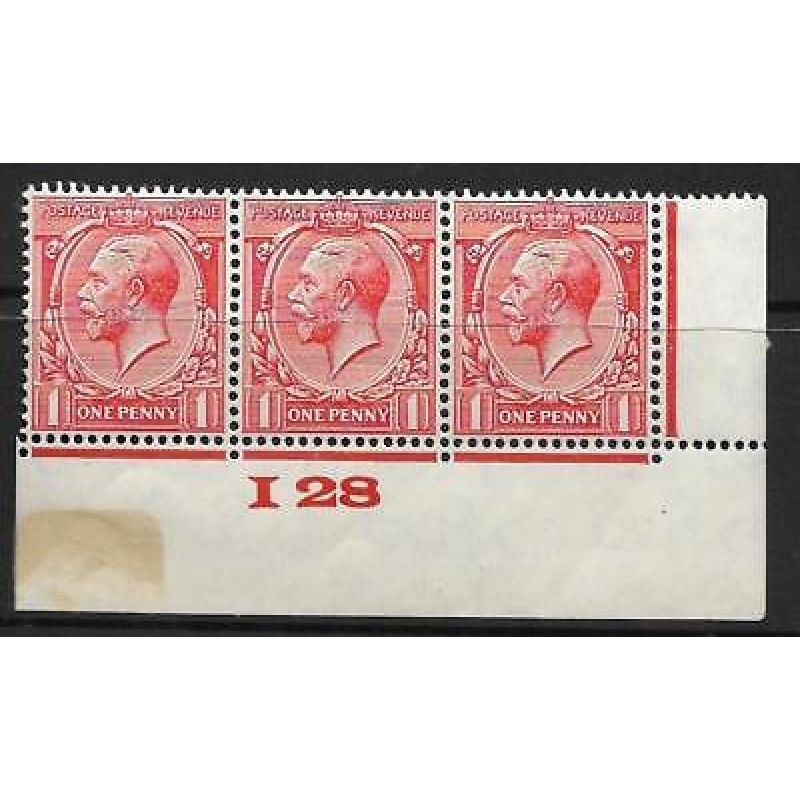 1d Scarlet Block Cypher Control I28 imperf MOUNTED MINT