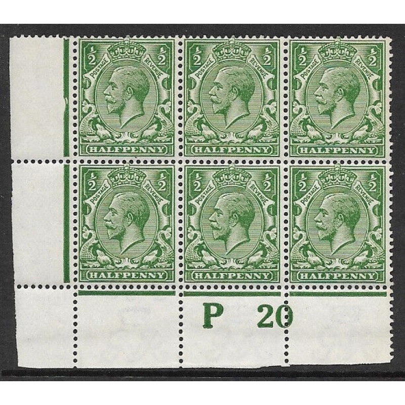 N14(7) d Deep Bright Green Control P20 block of 6 perf 2A UNMOUNTED MINT MM mar