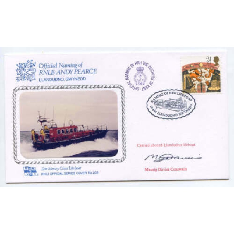 GB 1991 RNLI Signed Cover RNLB Andy Pearce Llandudno No 203