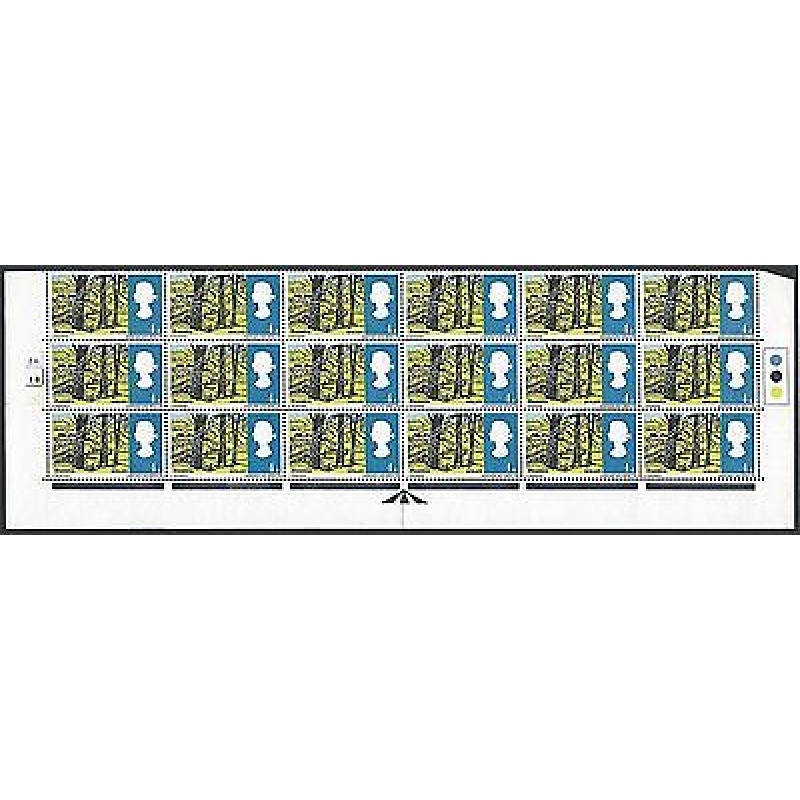 1966 Landscapes 4d Ord No Dot Cylinder Block Strip With Listed Flaw - MNH