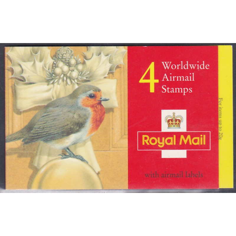 LX8 1995 Robins 4 x worldwide Airmail(4 x 60p) stamps booklet No Cylinder