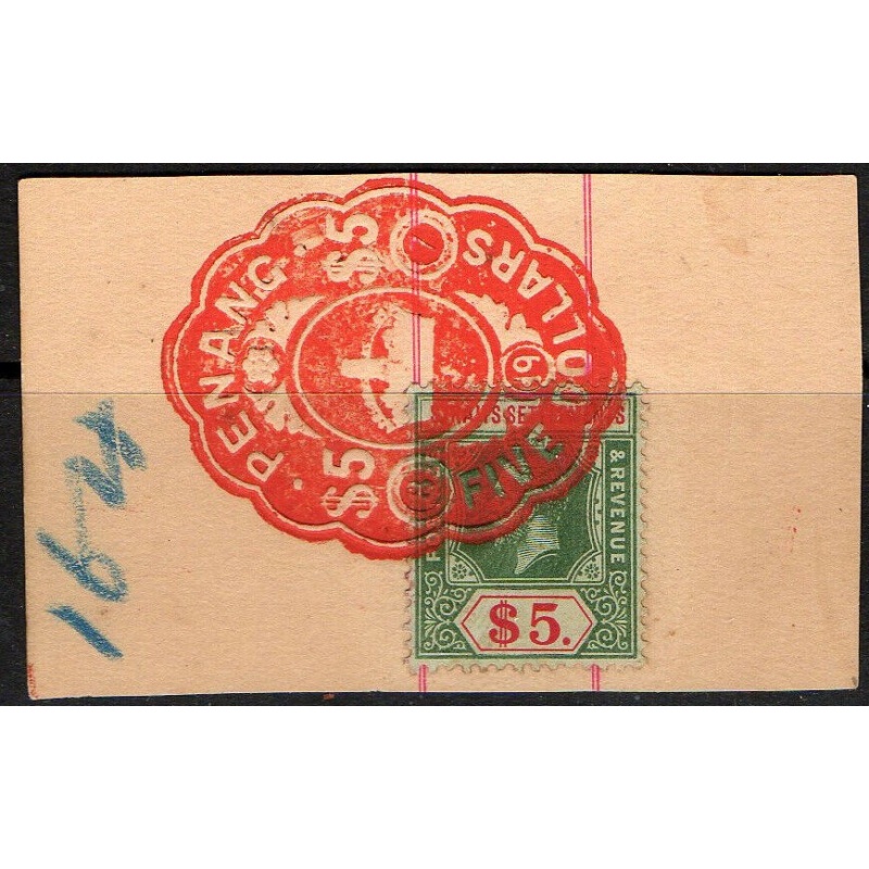 Straits Settlements -  green and red green fiscally used