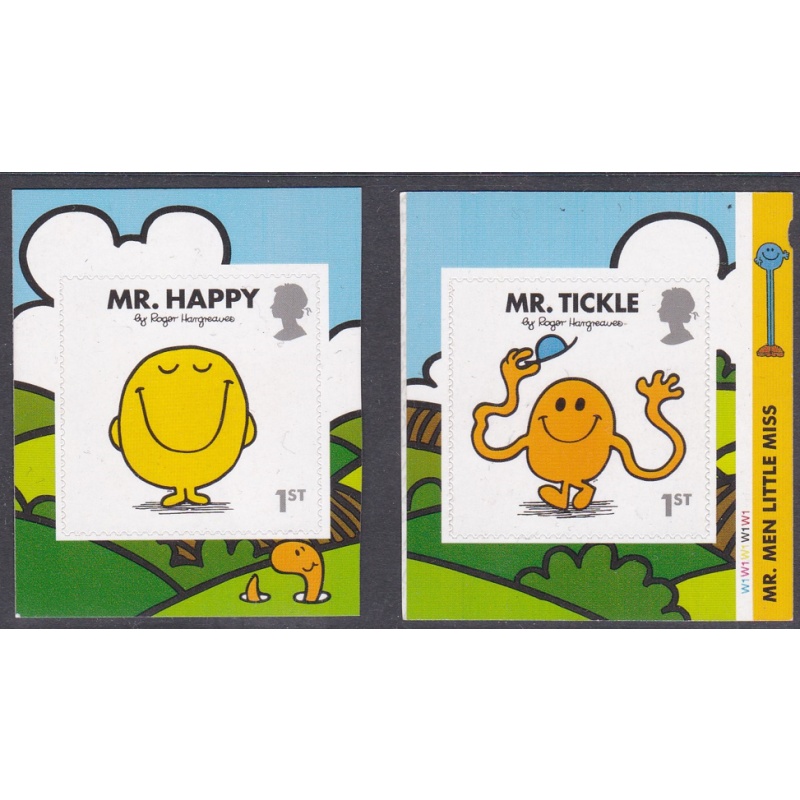 sg3901-3902 PM54 2016 Mr men Pair of 1st class stamps from booklet-self adhesive