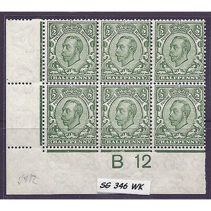 1912 sg346wk d Green variety Watermark inverted  reversed UNMOUNTED MINT MNH