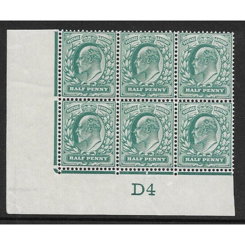 Sg 216 M1(2) d Blue-Green Control D4 imperf De La Rue perf V1 UNMOUNTED MINT