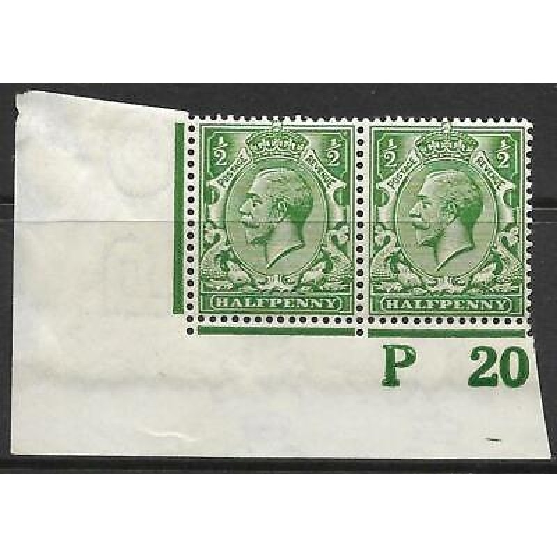 N14(7) d Deep Bright Green Control P20 Imperf pair UNMOUNTED MINT