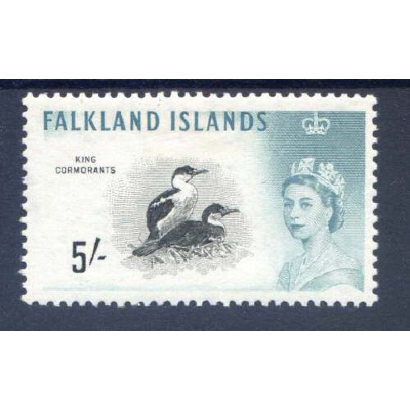 Falkland Islands 5 - Black  Turqoise SG205 Mounted Mint