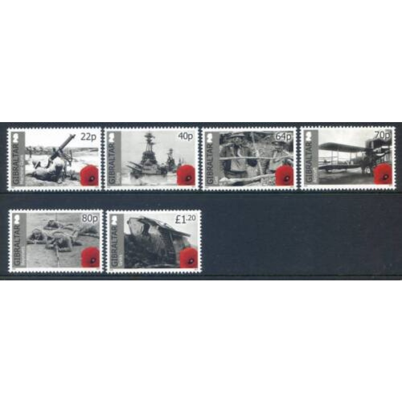 2015 Gibraltar World War 1 set SG1628 1633  Unmounted Mint