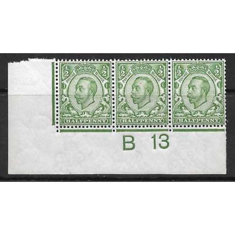 N5(1) d Green Strip of 3 control B13 perf 2 UNMOUNTED MINT