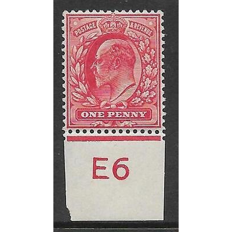 Sg 220 1d Scarlet Control E6 imperf De La Rue Lightly MOUNTED MINT