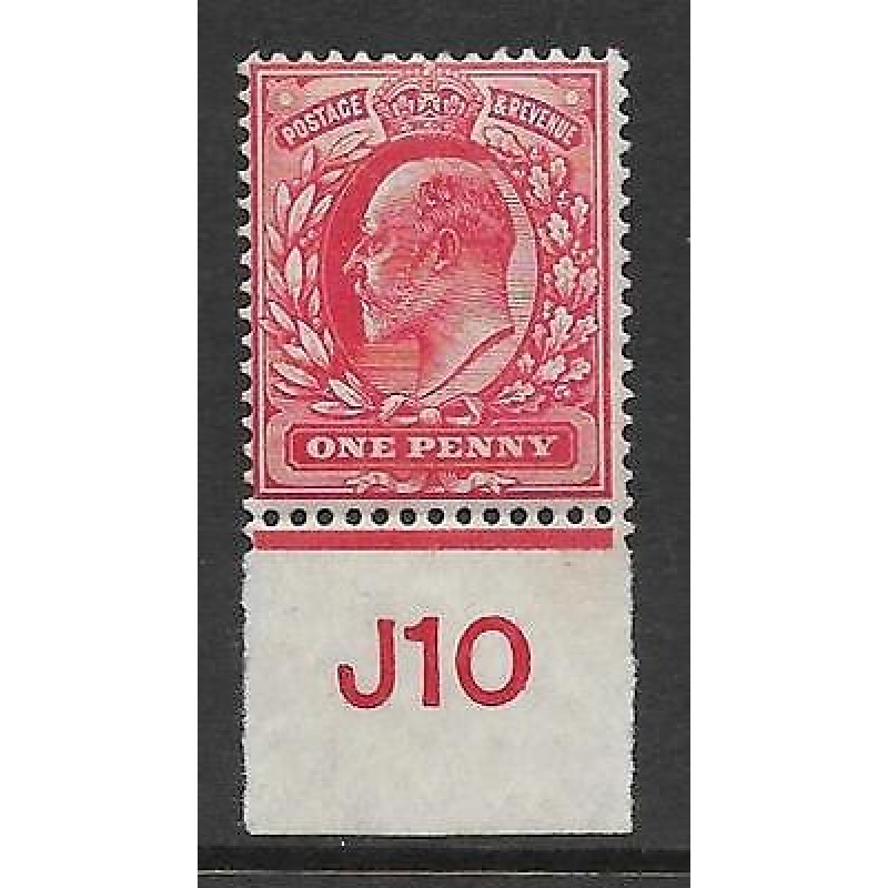 Sg 220 1d Scarlet Control J10 imperf De La Rue V.Light MOUNTED MINT