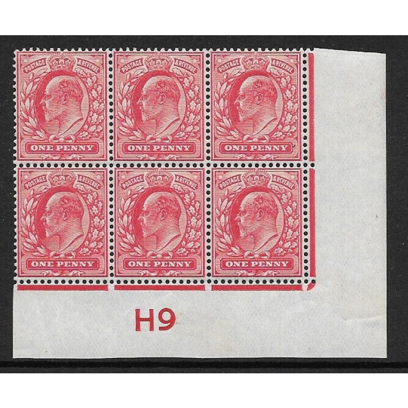 M5(1) 1d Scarlet EDVII De La Rue control H9 Imperf UNMOUNTED MINT