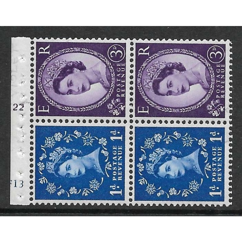 SB50 Wilding booklet pane Crown Left Cyl F13 K22 perf type I UNMOUNTED MNT MNH