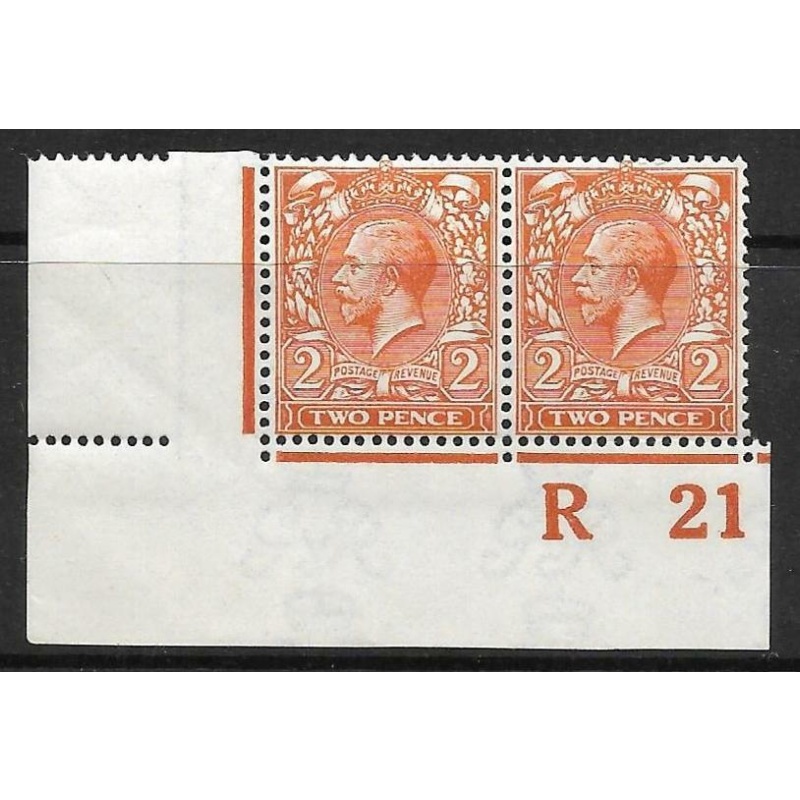 N19(5) 2d Orange Royal Cypher Control R 21 Corner pair imperf UNMOUNTED MINT