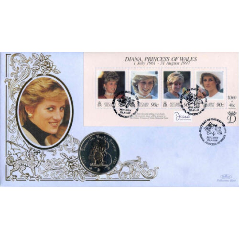 1998 Benham Diana Princess of Wales Coin Cover with Sierra Leone  Coin