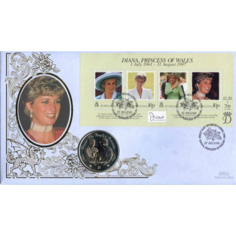 1998 Benham Diana Princess of Wales Coin Cover with Sierra Leone  Coin