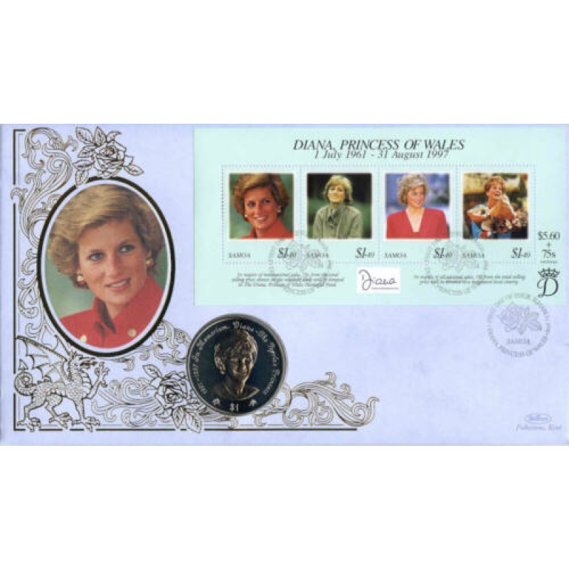 1998 Benham Diana Princess of Wales Coin Cover with Niue  Coin