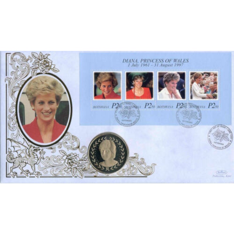 1998 Benham Diana Princess of Wales Coin Cover with Diana Proof Coin