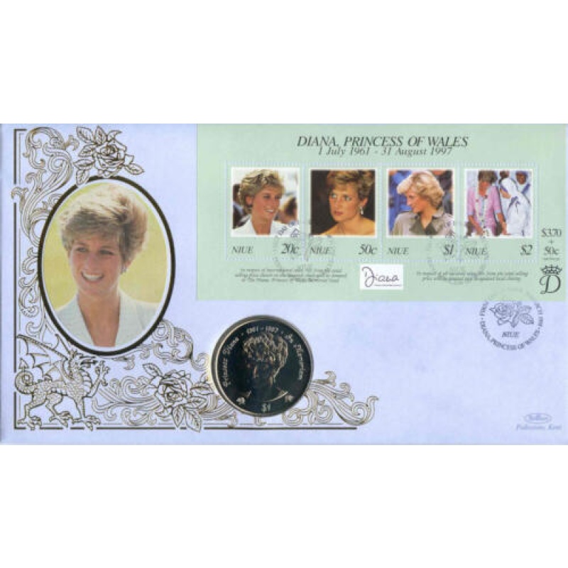 1998 Benham Diana Princess of Wales Coin Cover with Niue  Coin